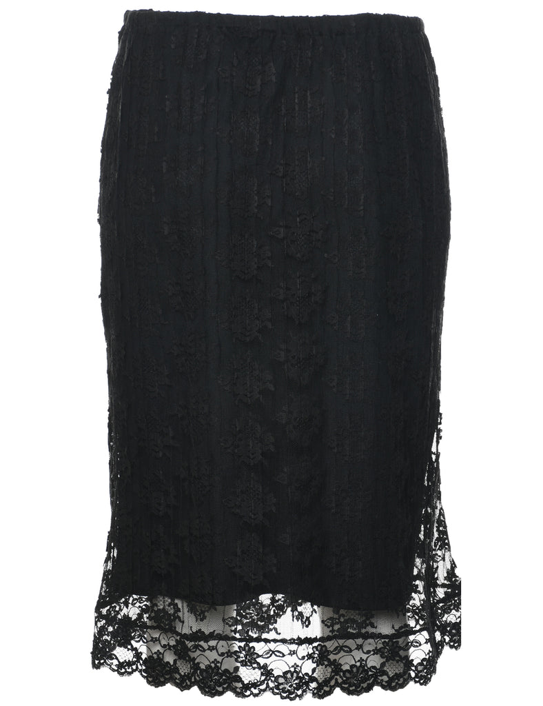 Lace Floral Pattern Pencil Skirt - M