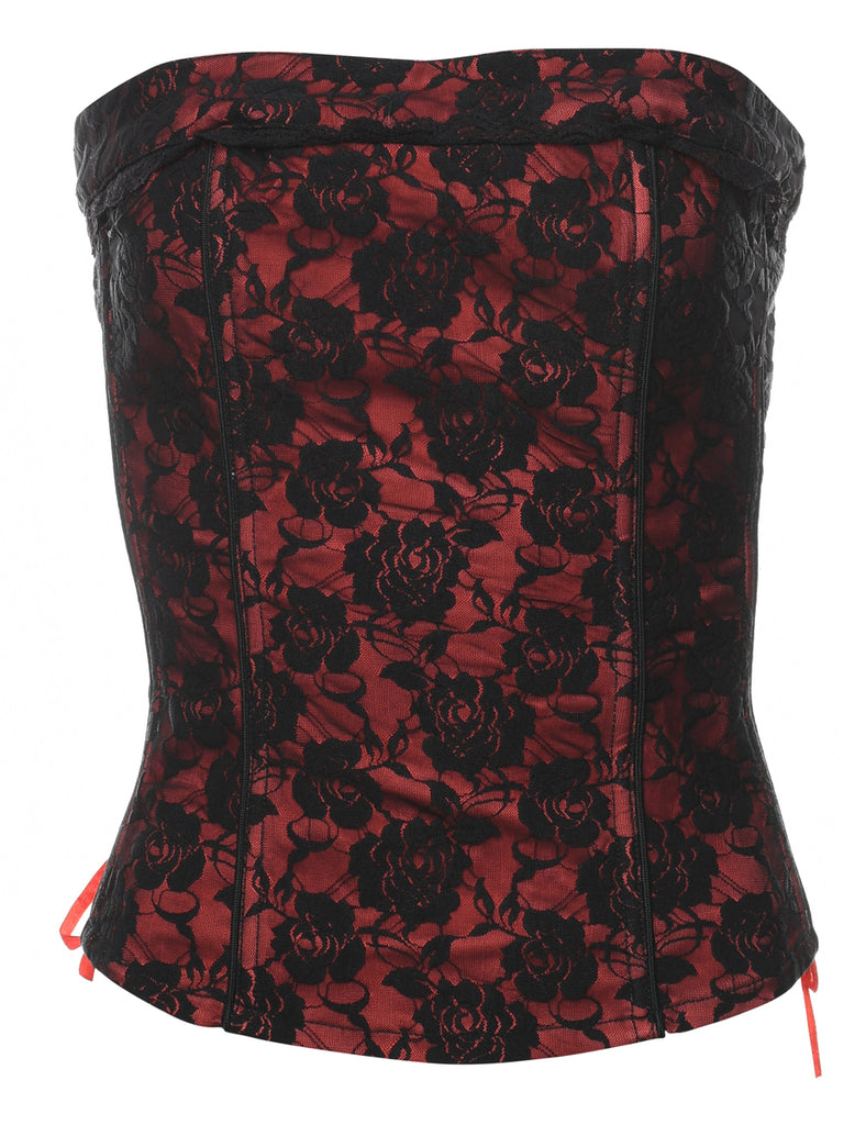 Lace Floral Print Corset - S