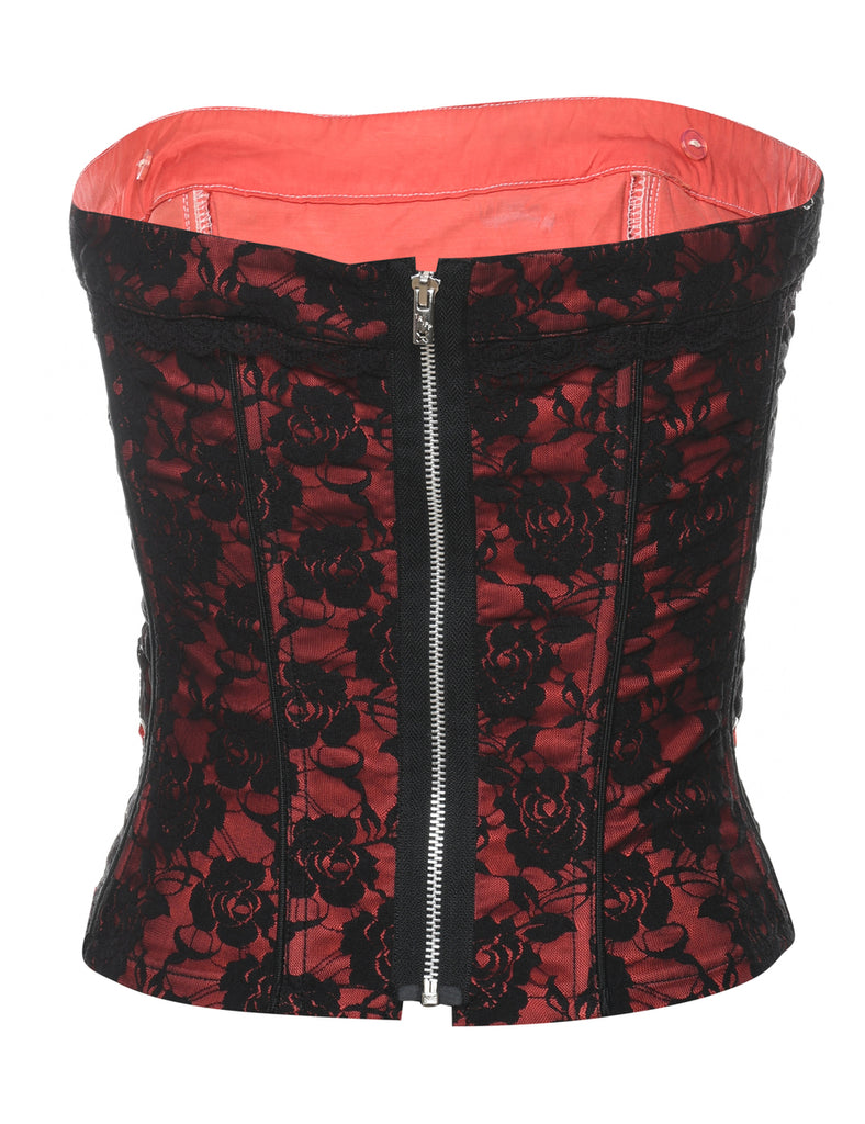 Lace Floral Print Corset - S