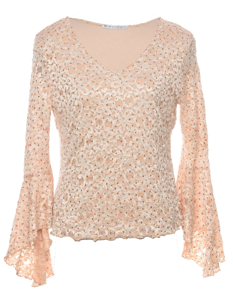 Lace Light Brown Evening Top - M