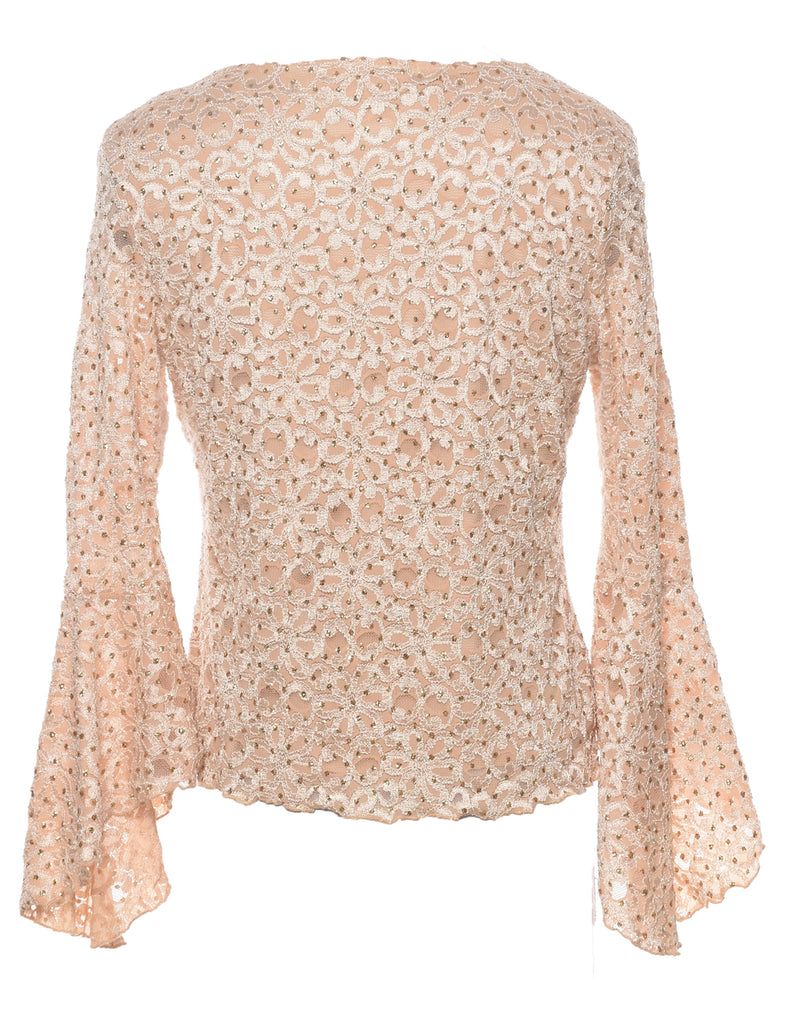 Lace Light Brown Evening Top - M