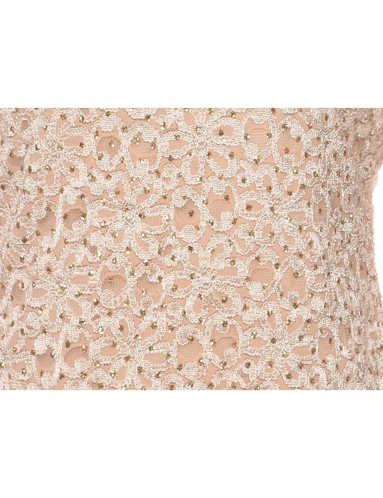 Lace Light Brown Evening Top - M