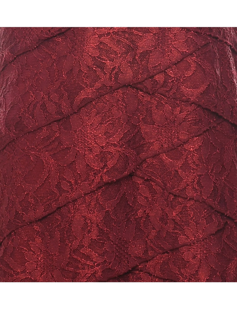 Lace Maroon Evening Dress - M