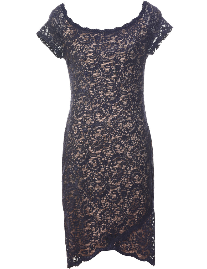 Lace Navy Evening Dress - S