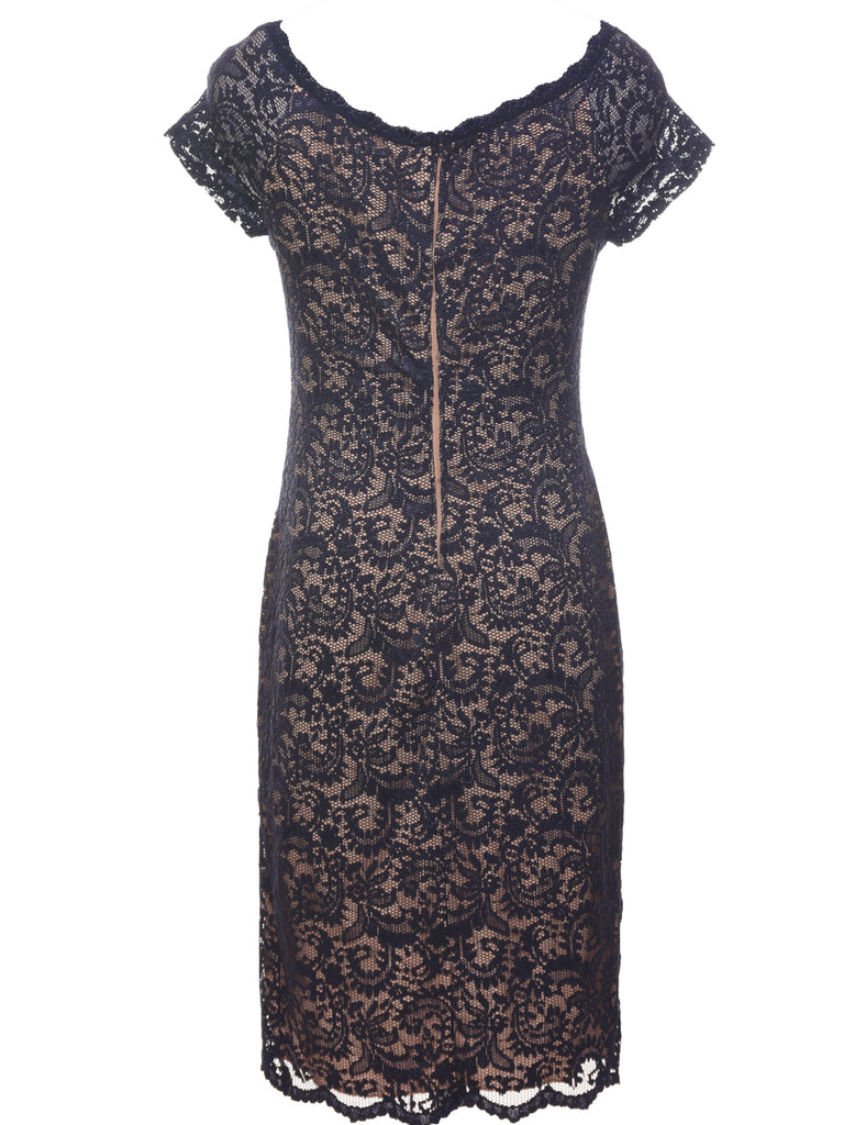Lace Navy Evening Dress - S