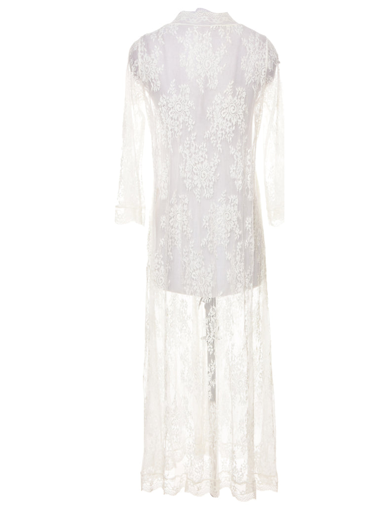 Lace Off White Bed Jacket - M