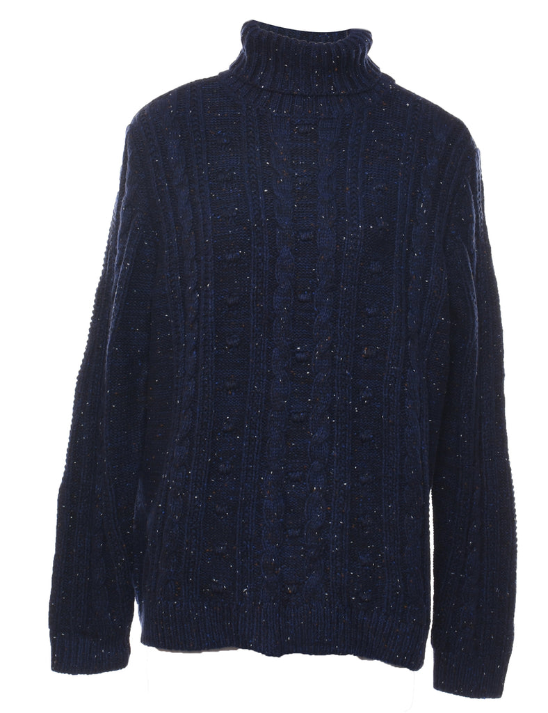 Land's End Navy Turtleneck Jumper - L