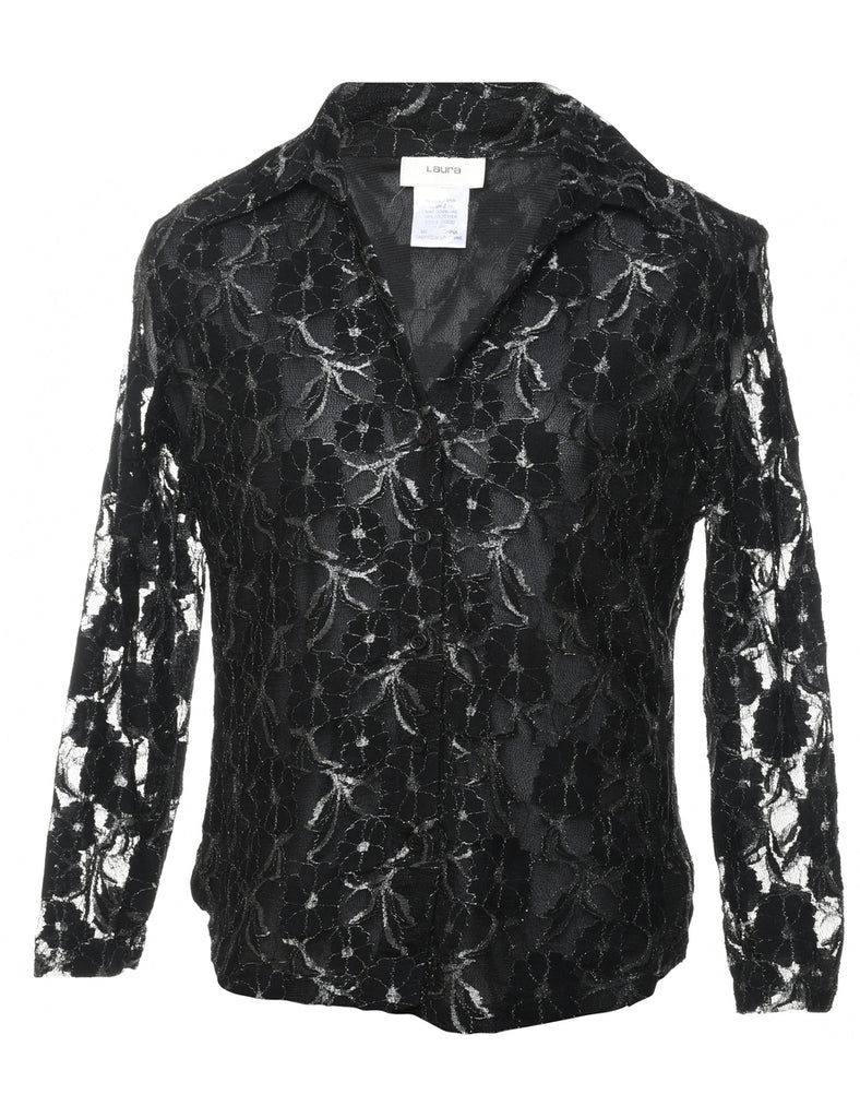 Laura Floral Print Lace Shirt - M