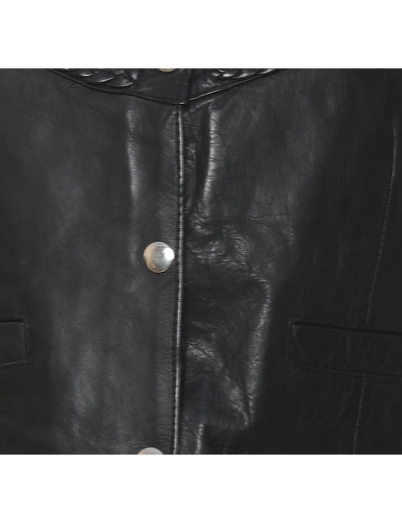 Leather Black Waistcoat - S