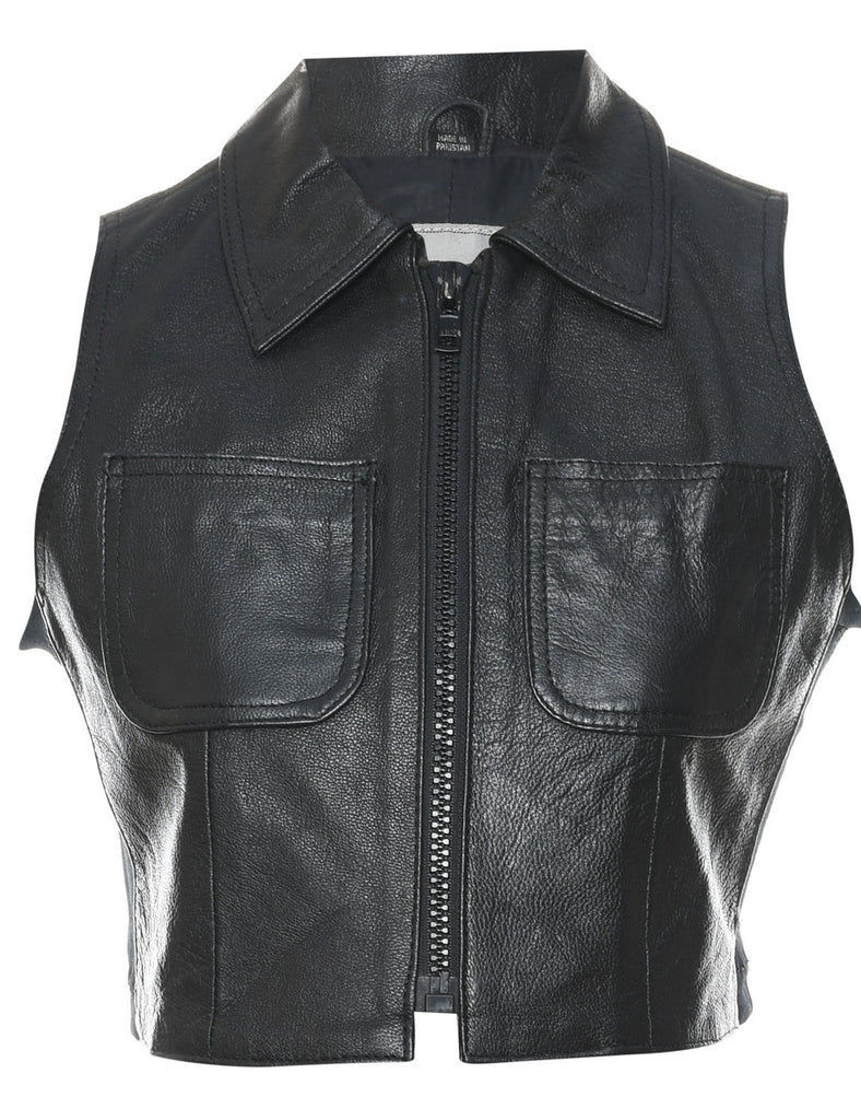 Leather Cropped Waistcoat - S