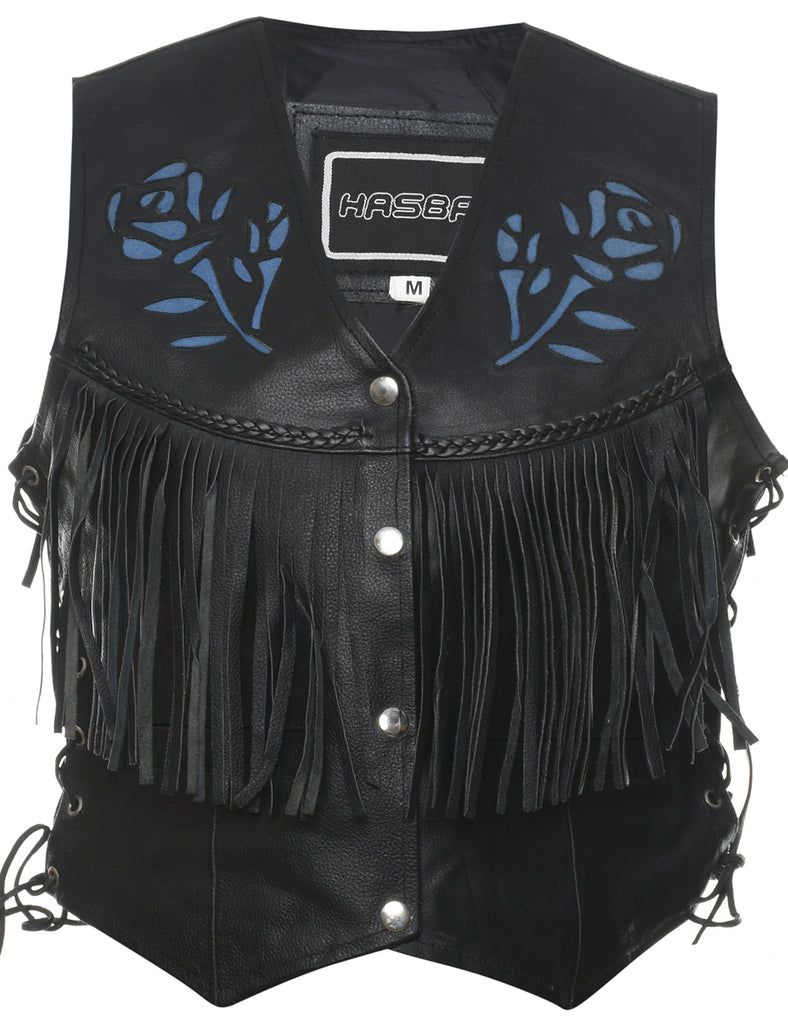 Leather Fringed Waistcoat - M