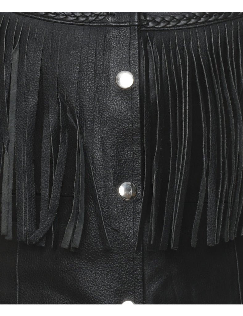 Leather Fringed Waistcoat - M