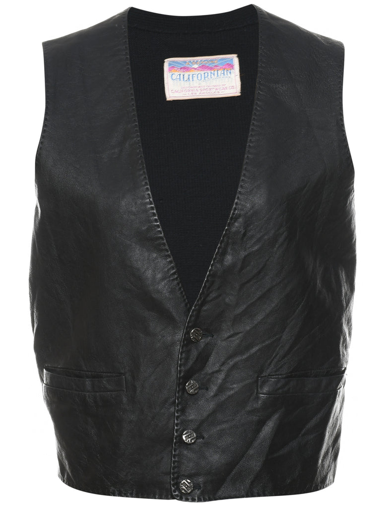 Leather Front Knited Back Waistcoat - M