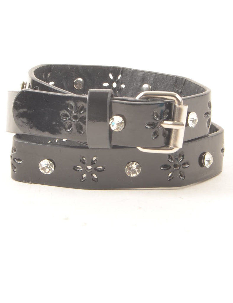 Leather Studded Skinny Belt - M