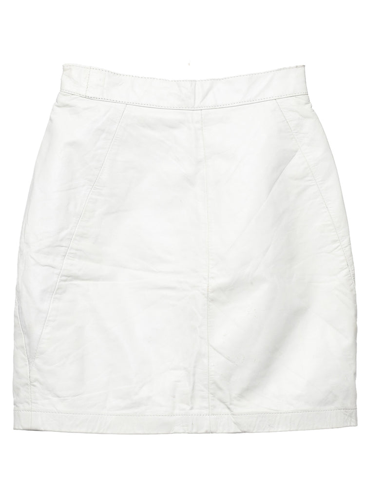 Leather White Pencil Skirt - S