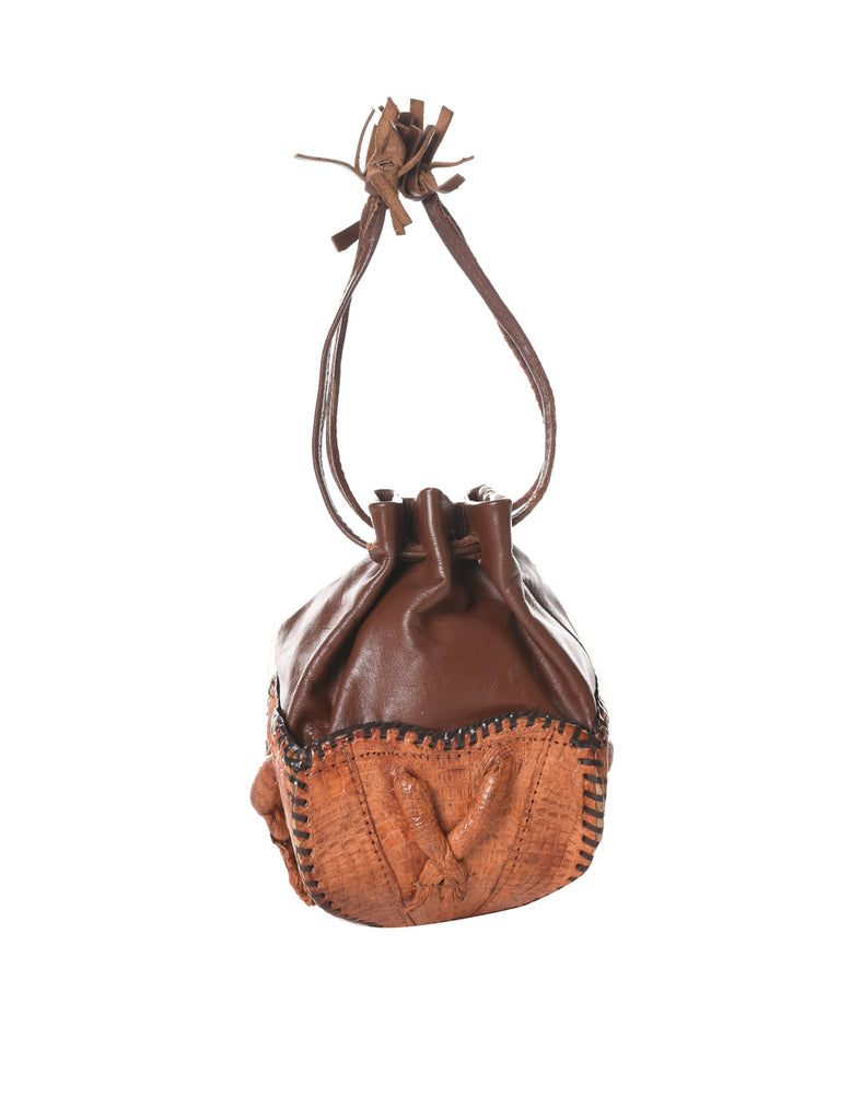 Leather Wrist Basket Bag - XS