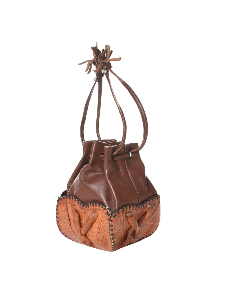 Leather Wrist Basket Bag - XS