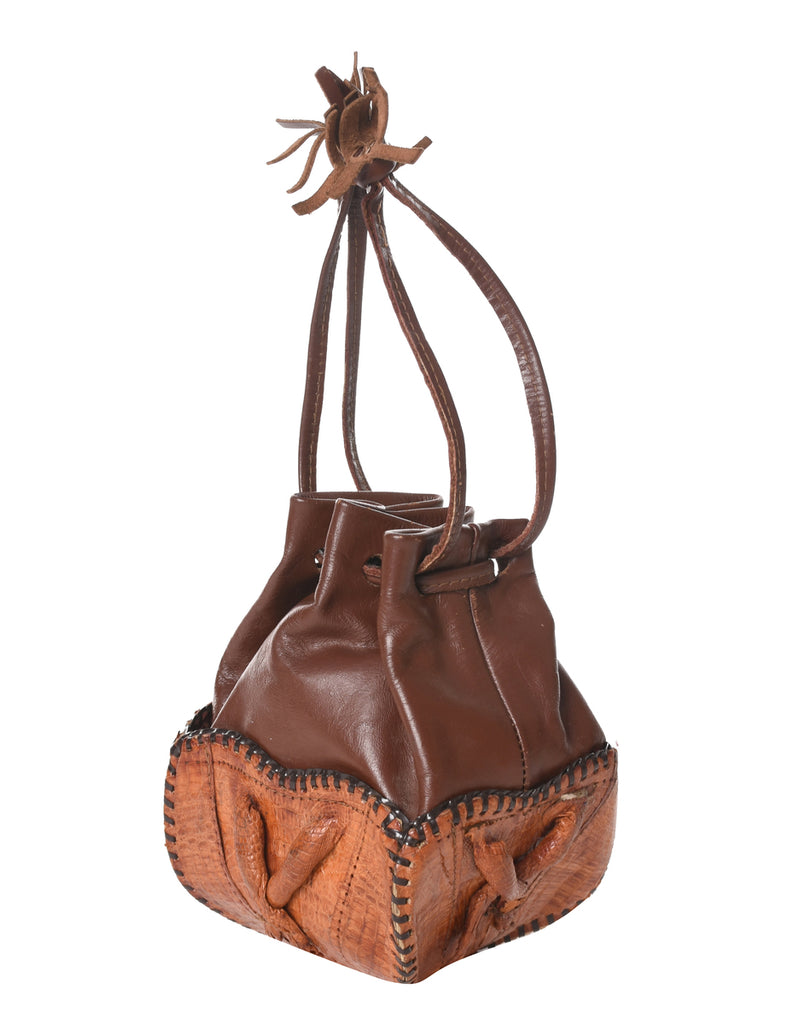 Leather Wrist Basket Bag - XS