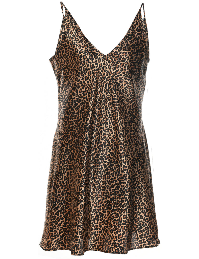 Leopard Pattern 1990s Slip Dress - L