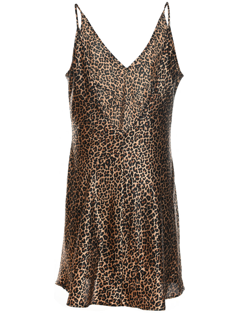 Leopard Pattern 1990s Slip Dress - L