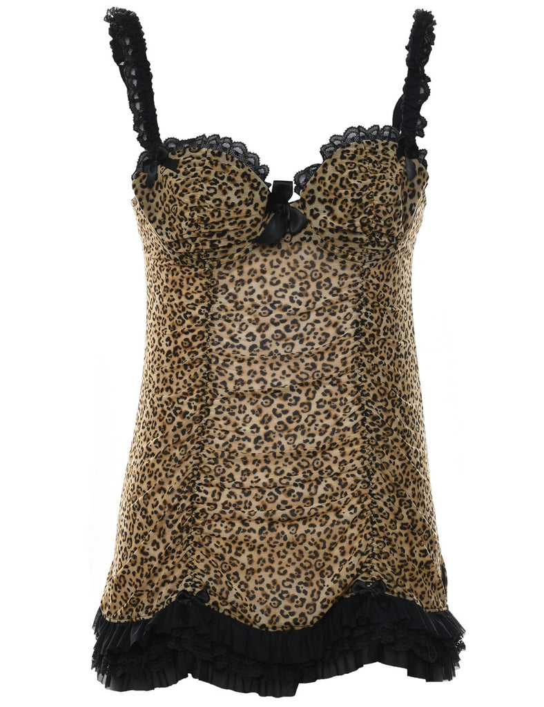 Leopard Pattern Black & Brown Babydoll - S