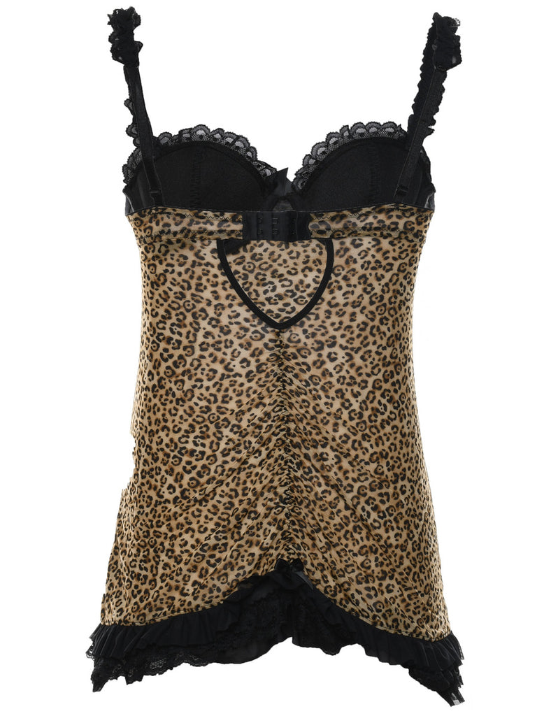 Leopard Pattern Black & Brown Babydoll - S