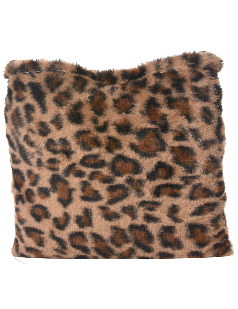 Leopard Pattern Faux Fur Y2K Handbag - M