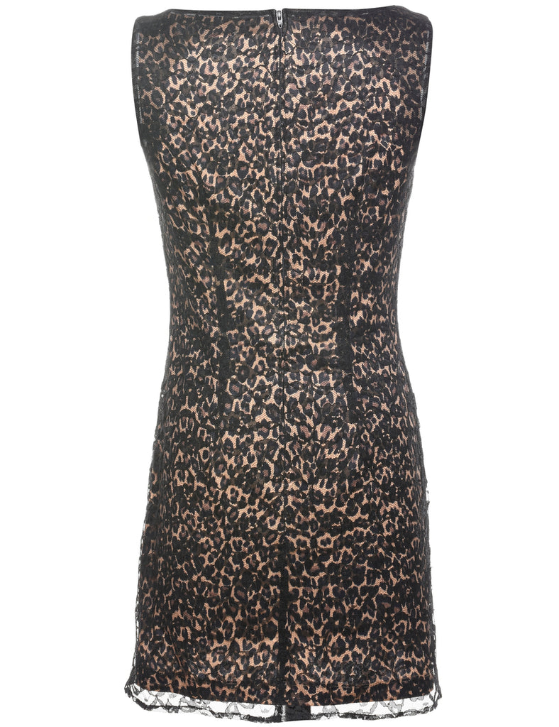 Leopard Print 1990s Lace Mini Dress - XS