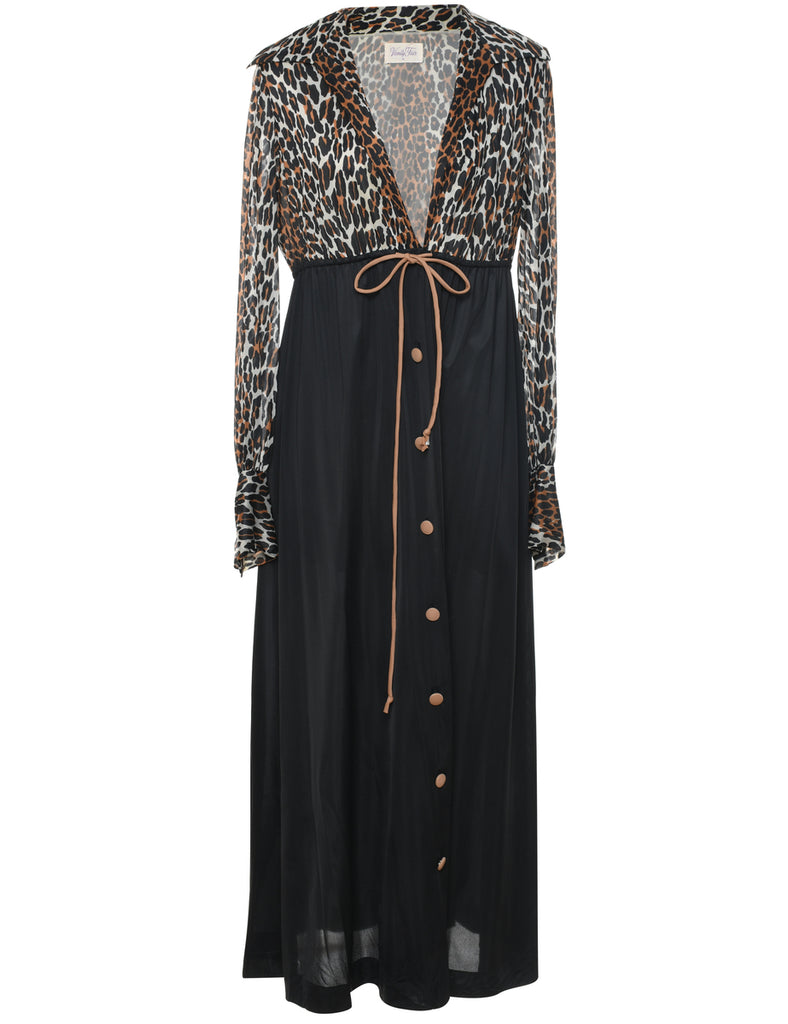 Leopard Print Black & Brown Bed Jacket - M