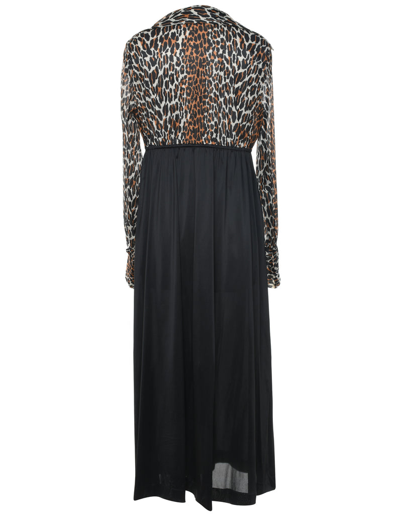 Leopard Print Black & Brown Bed Jacket - M