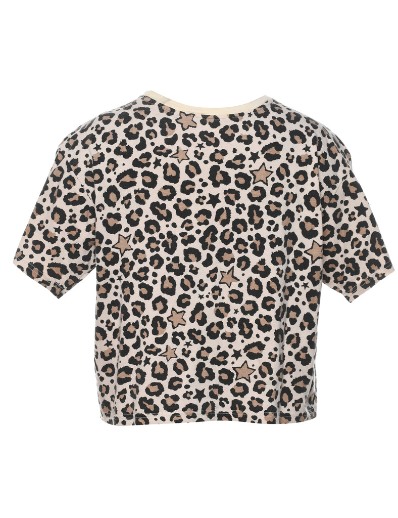 Leopard Print Converse Cropped T-shirt - L