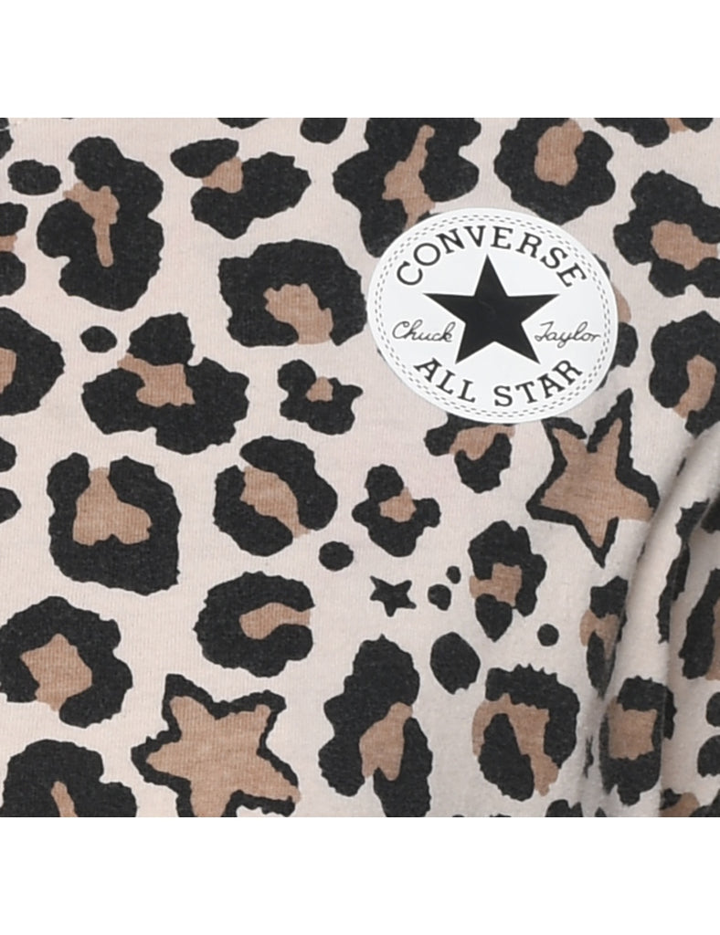 Leopard Print Converse Cropped T-shirt - L
