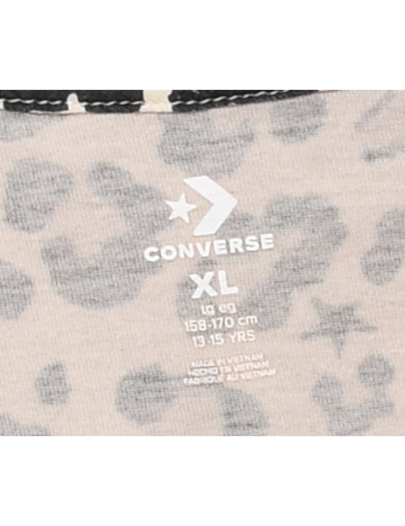 Leopard Print Converse Cropped T-shirt - L