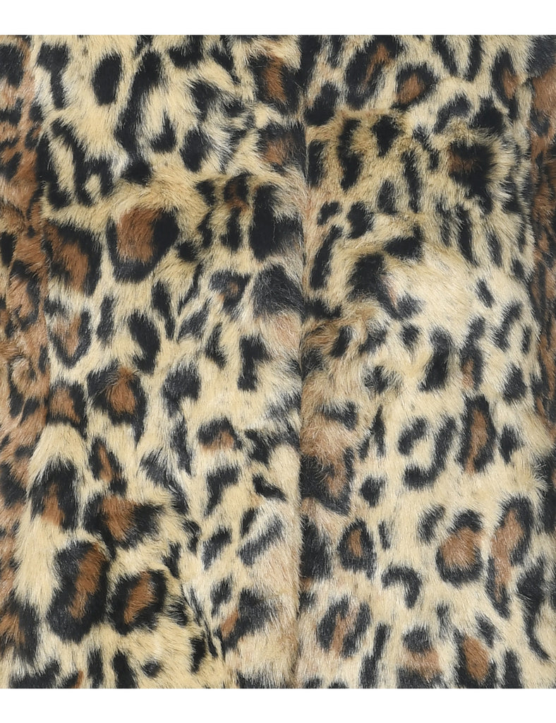 Leopard Print Faux Fur Coat - S