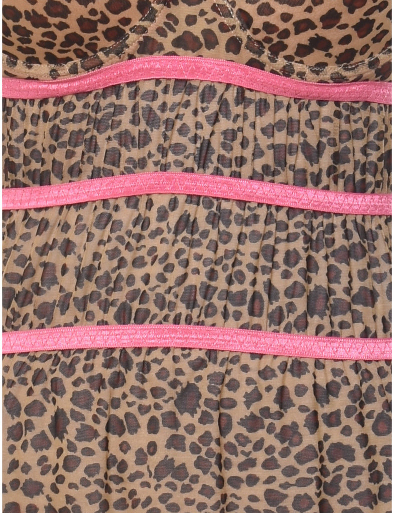 Leopard Print Pink Detail Y2K Babydoll - S