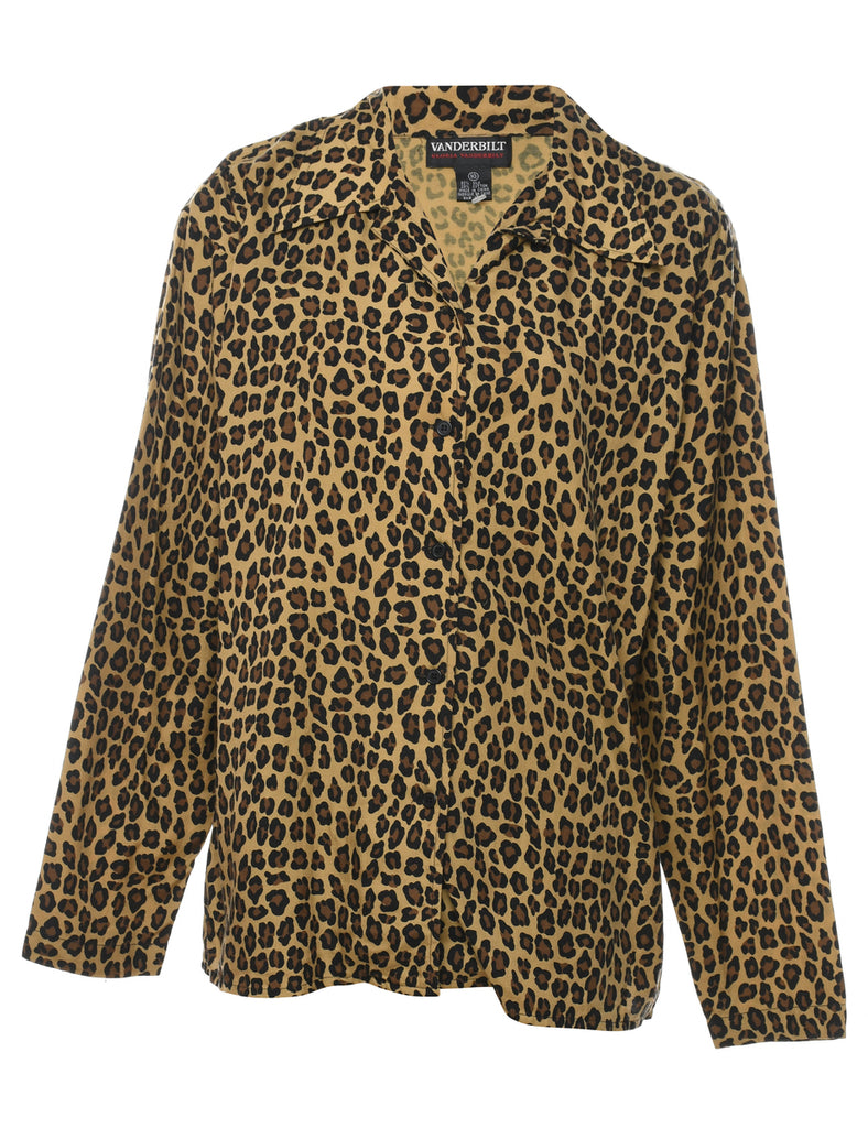 Leopard Print Silk Blend Shirt - L