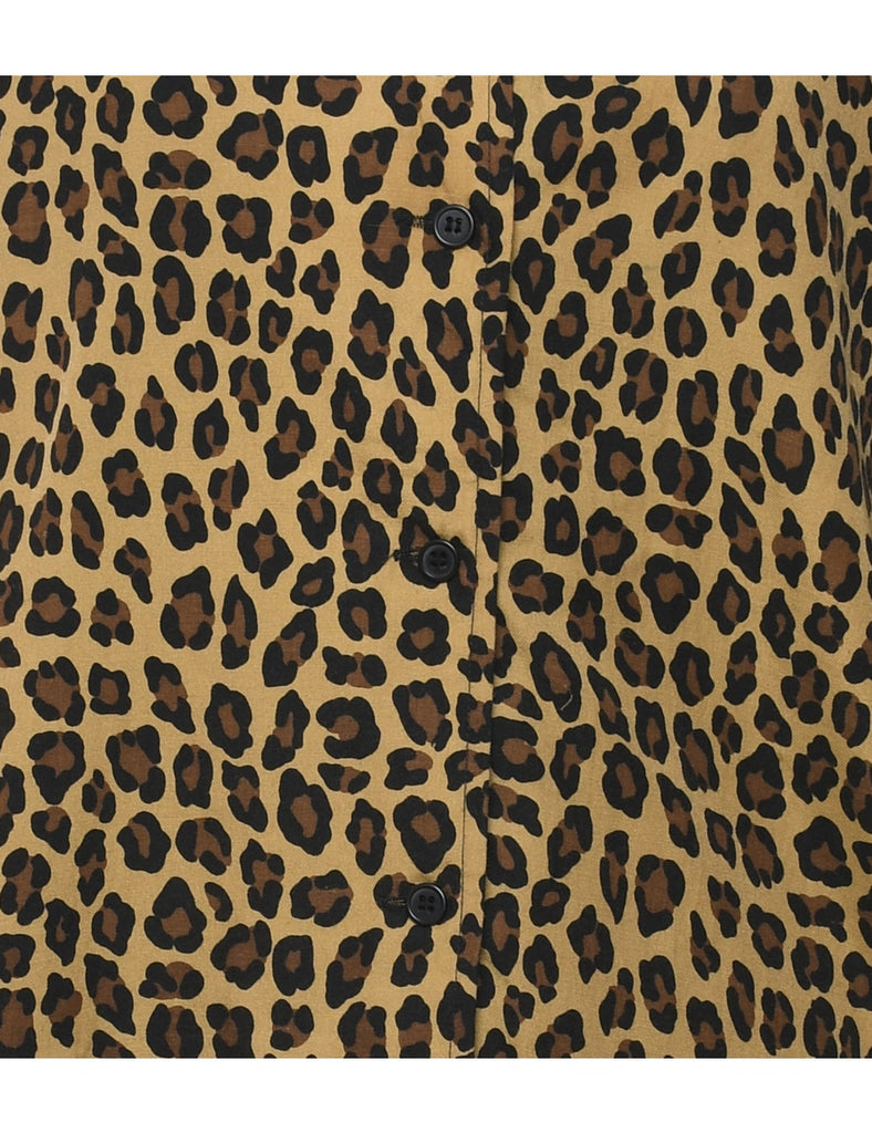 Leopard Print Silk Blend Shirt - L