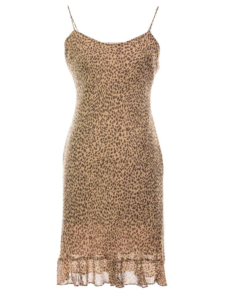 Leopard Print Silk Evening Dress - S