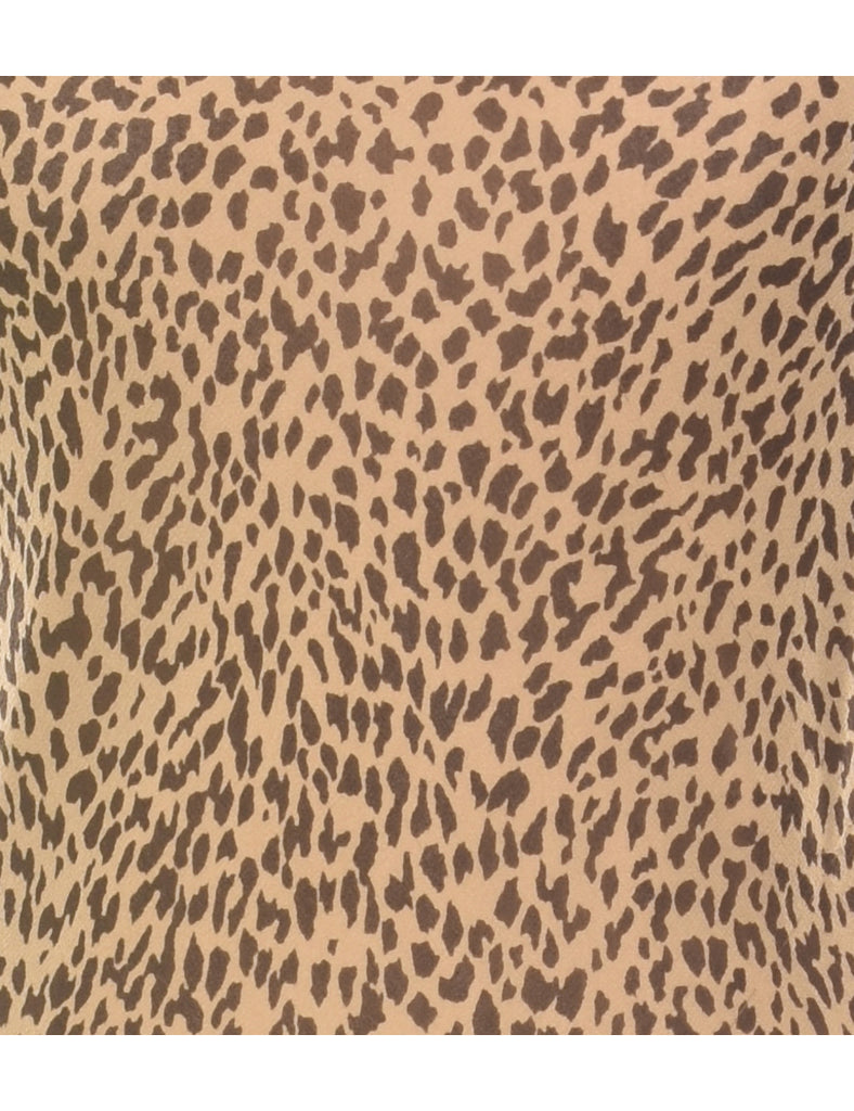 Leopard Print Silk Evening Dress - S