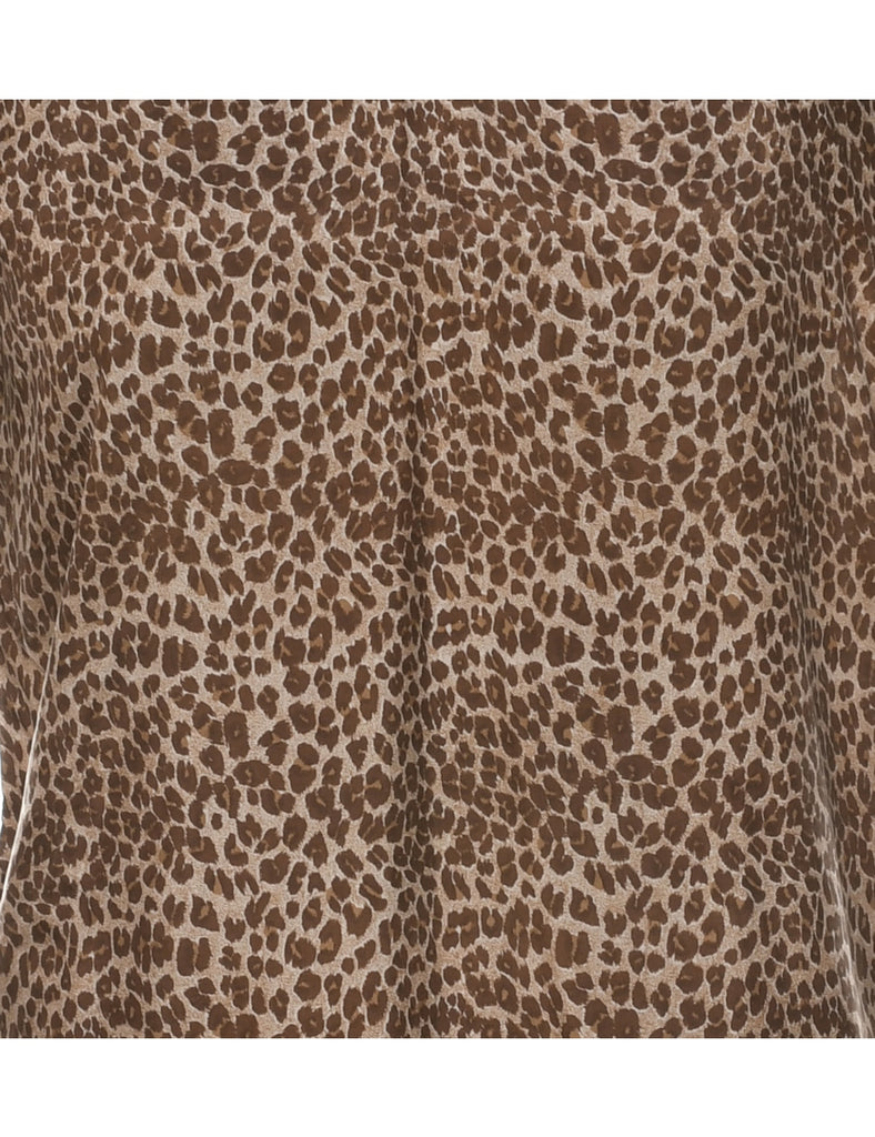 Leopard Print Silk Top - L