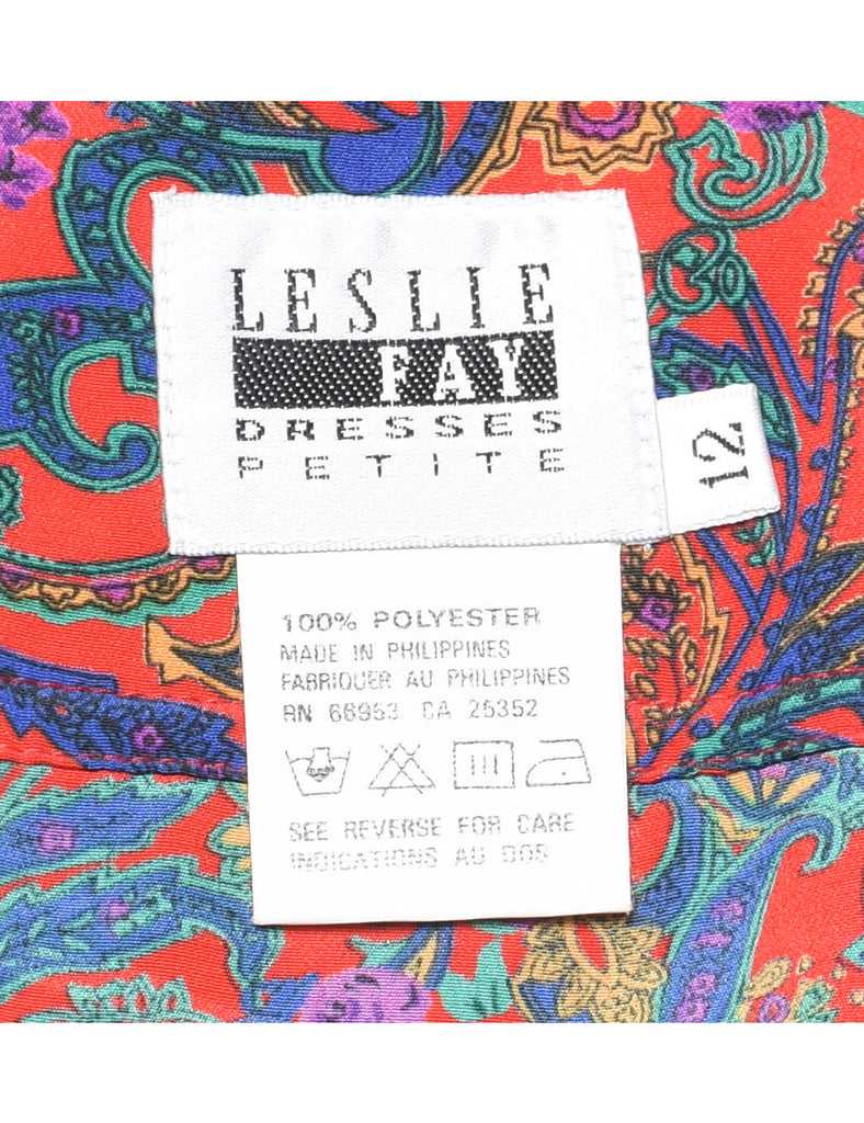 Leslie Fay Paisley Shirt Dress - M