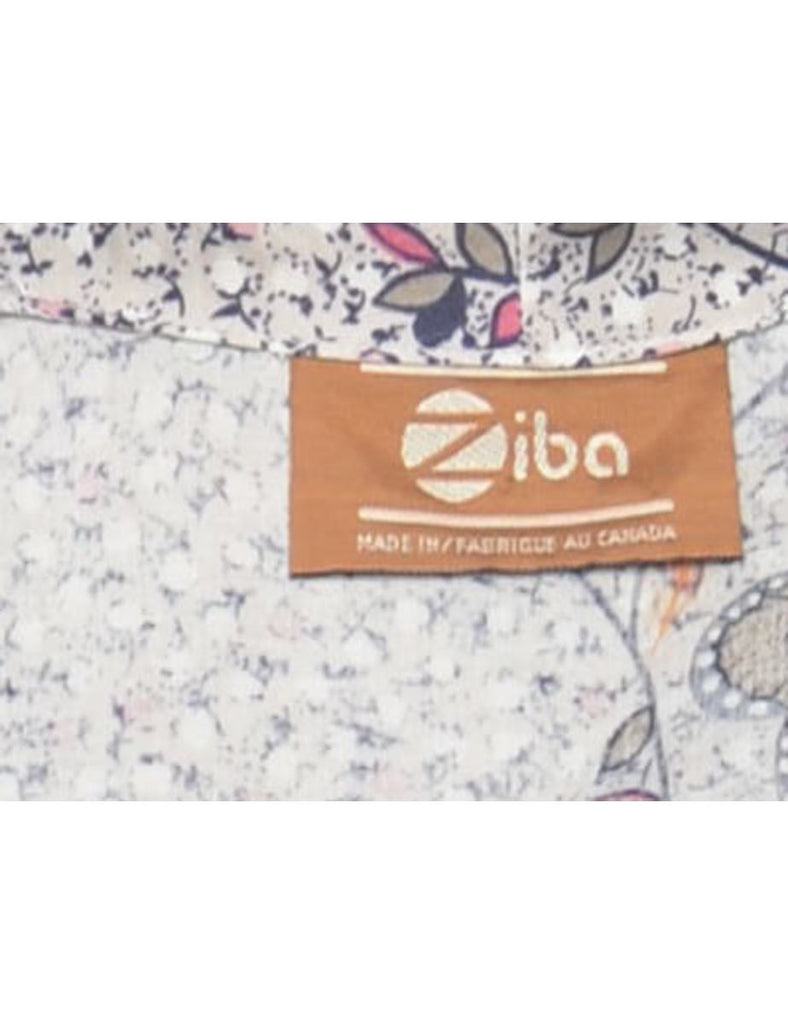 Light Brown Butterfly Print Blouse - M