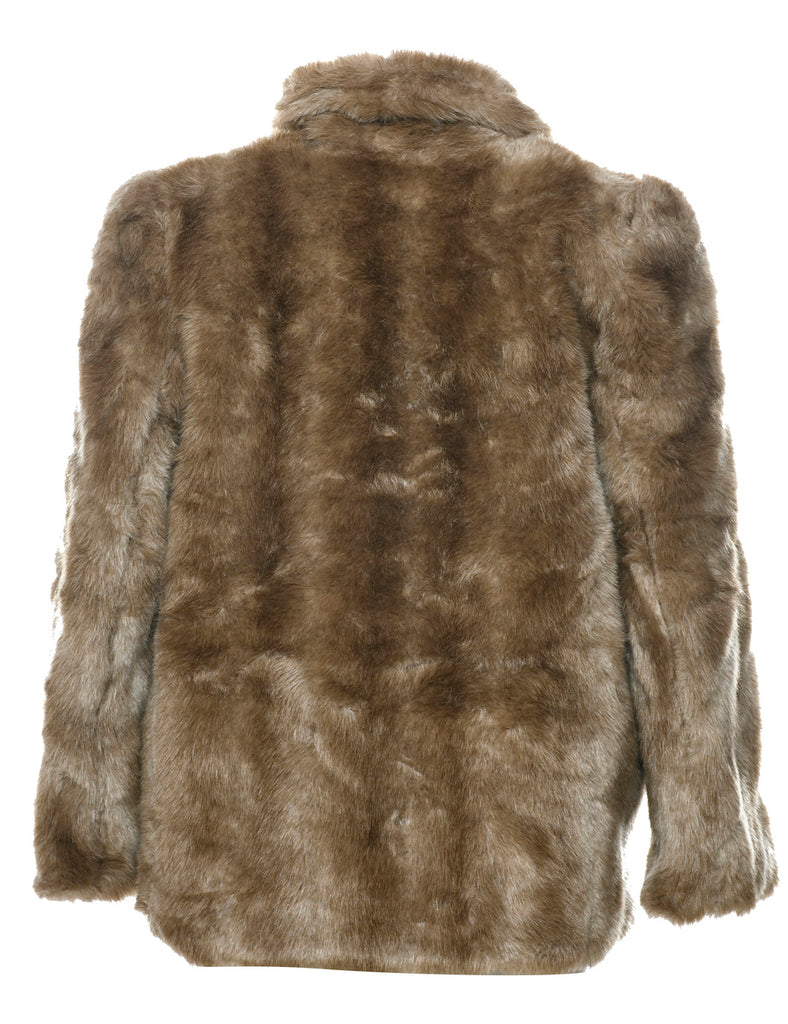 Light Brown Faux Fur Coat - L