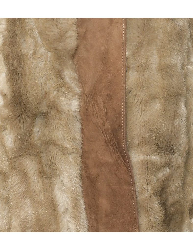 Light Brown Faux Fur Coat - M