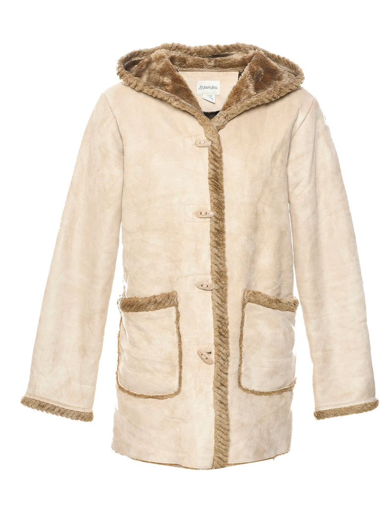 Light Brown Faux Shearling Suede Jacket - M