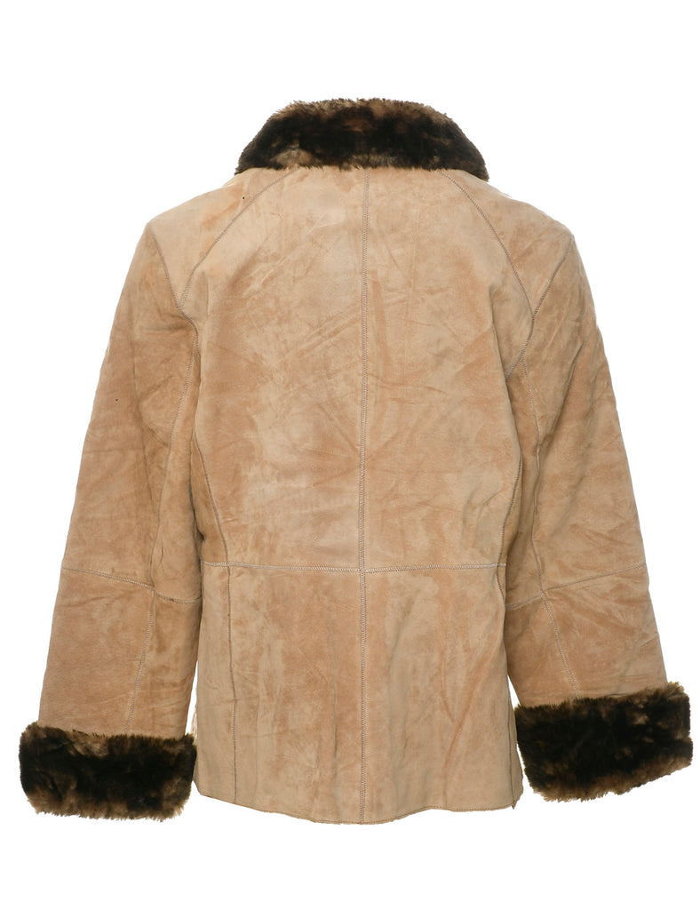 Light Brown Faux Shearling Suede Jacket - L