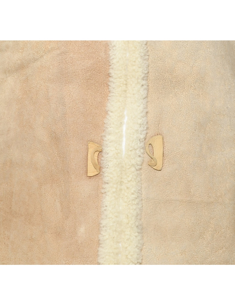 Light Brown Faux Shearling Suede Jacket - L