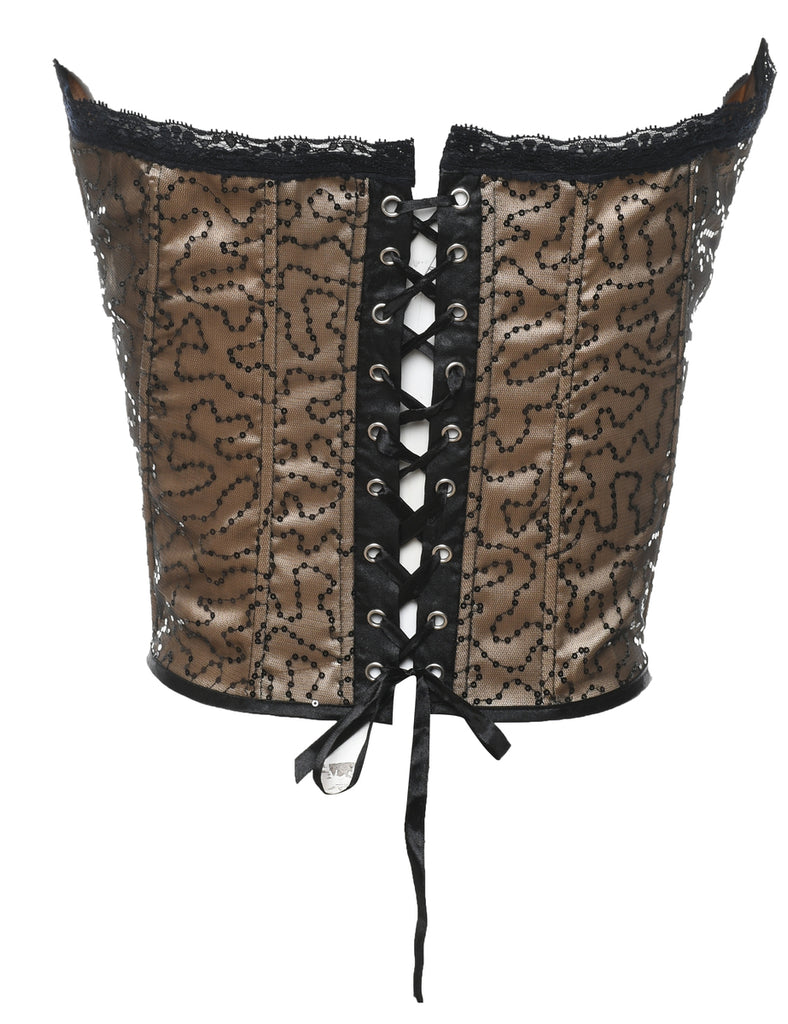 Light Brown Sequined Bustier - L