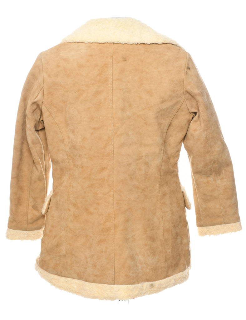 Light Brown Shearling Suede Jacket - M