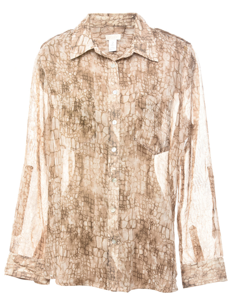 Light Brown Snakeskin Print Shirt - L